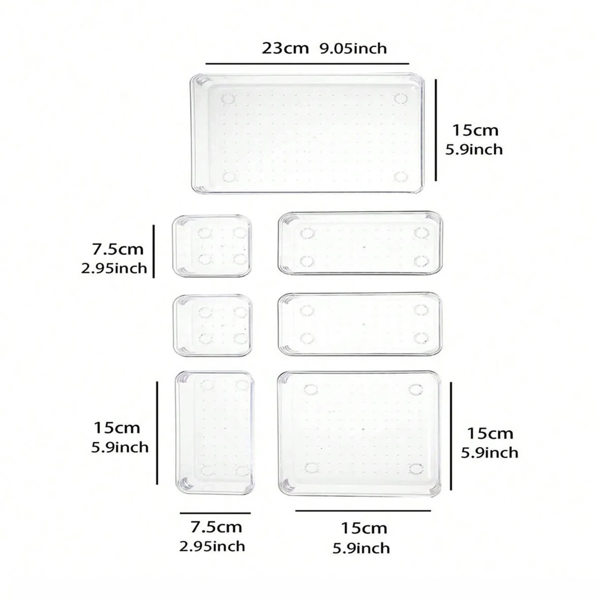 7-Piece Plastic Storage Trays for Makeup, Bathroom & Office